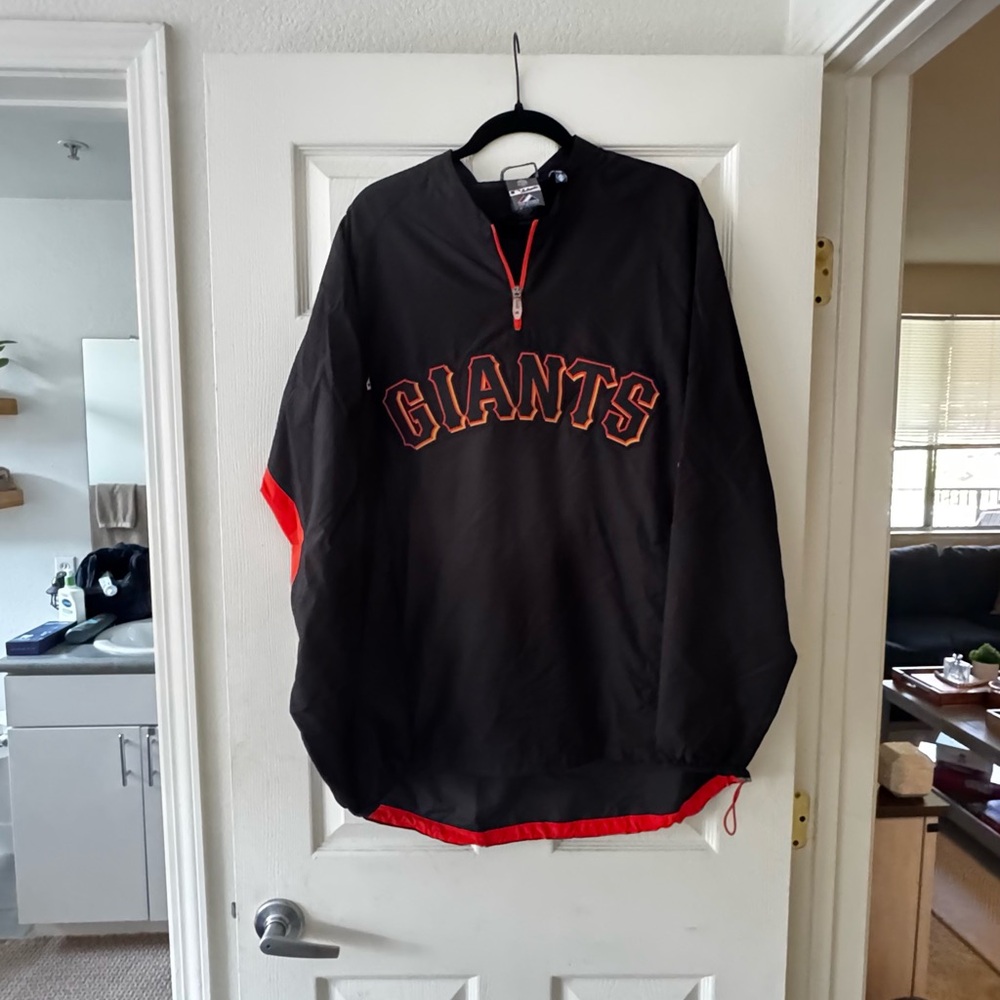 Men's San Francisco Giants Black and Red Pullover Jacket
